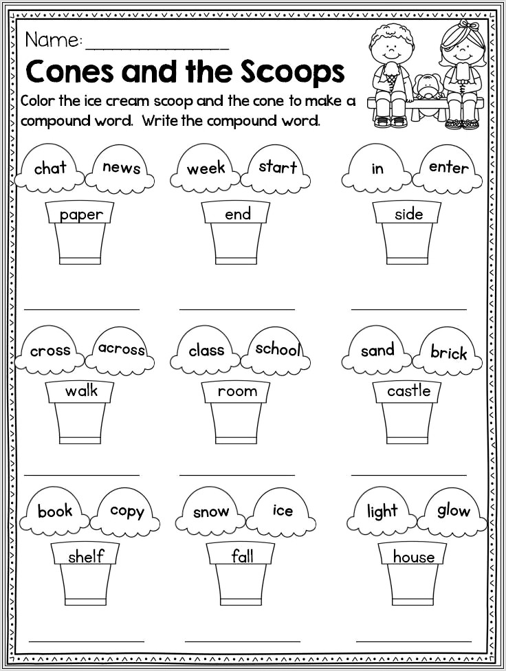 First Grade Worksheets Compound Words