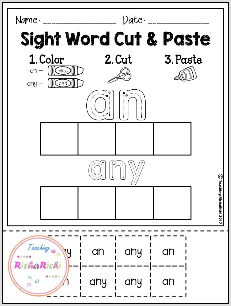 First Grade Worksheets Cut And Paste