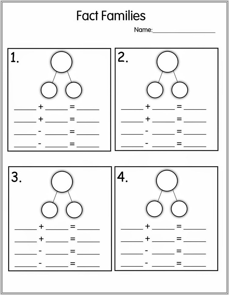 First Grade Worksheets Fact Families