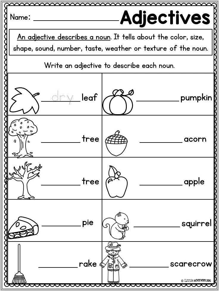 First Grade Worksheets For Fall
