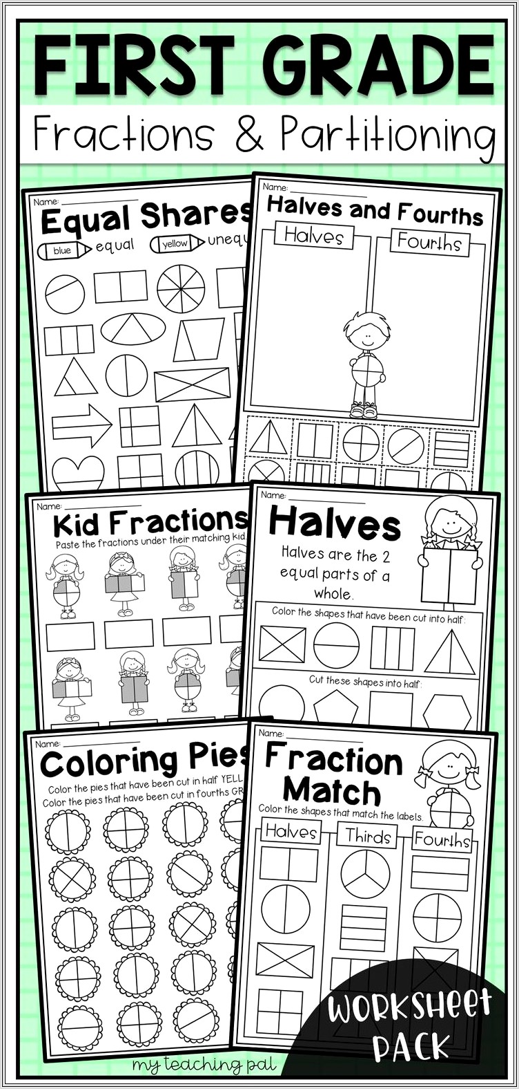 First Grade Worksheets For Fractions
