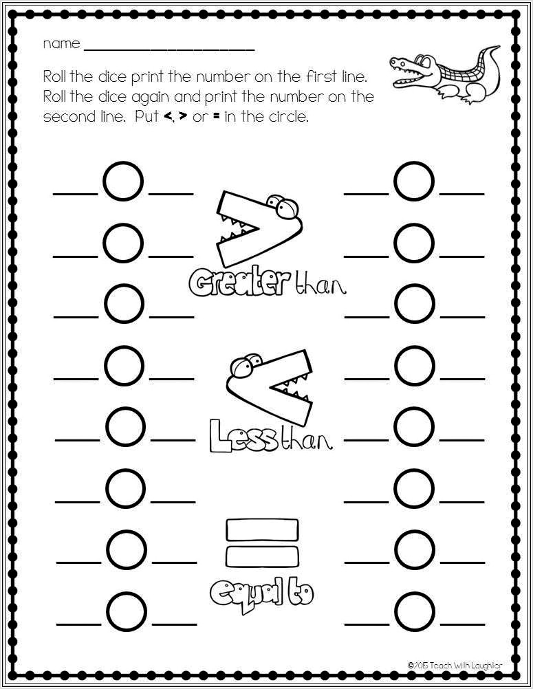 First Grade Worksheets Greater Than Less Than