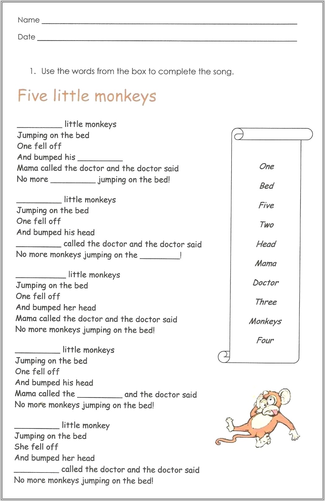 First Grade Worksheets In English
