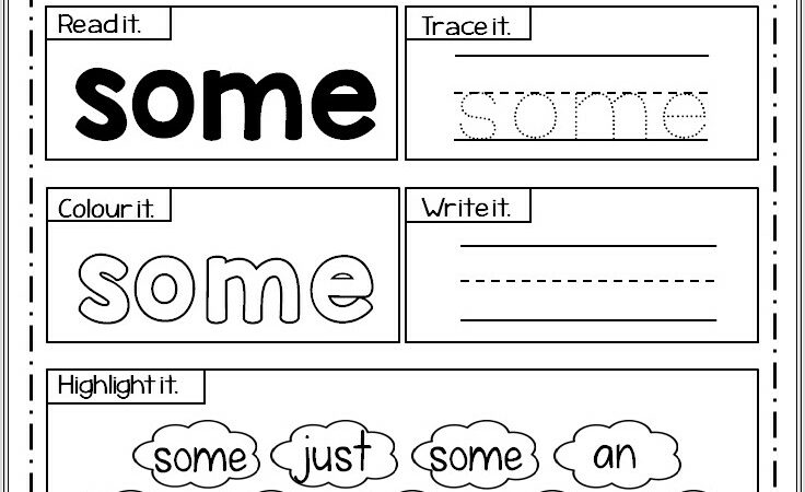 First Grade Worksheets Sight Words