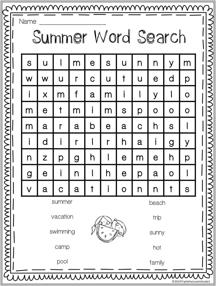 First Grade Worksheets Word Search