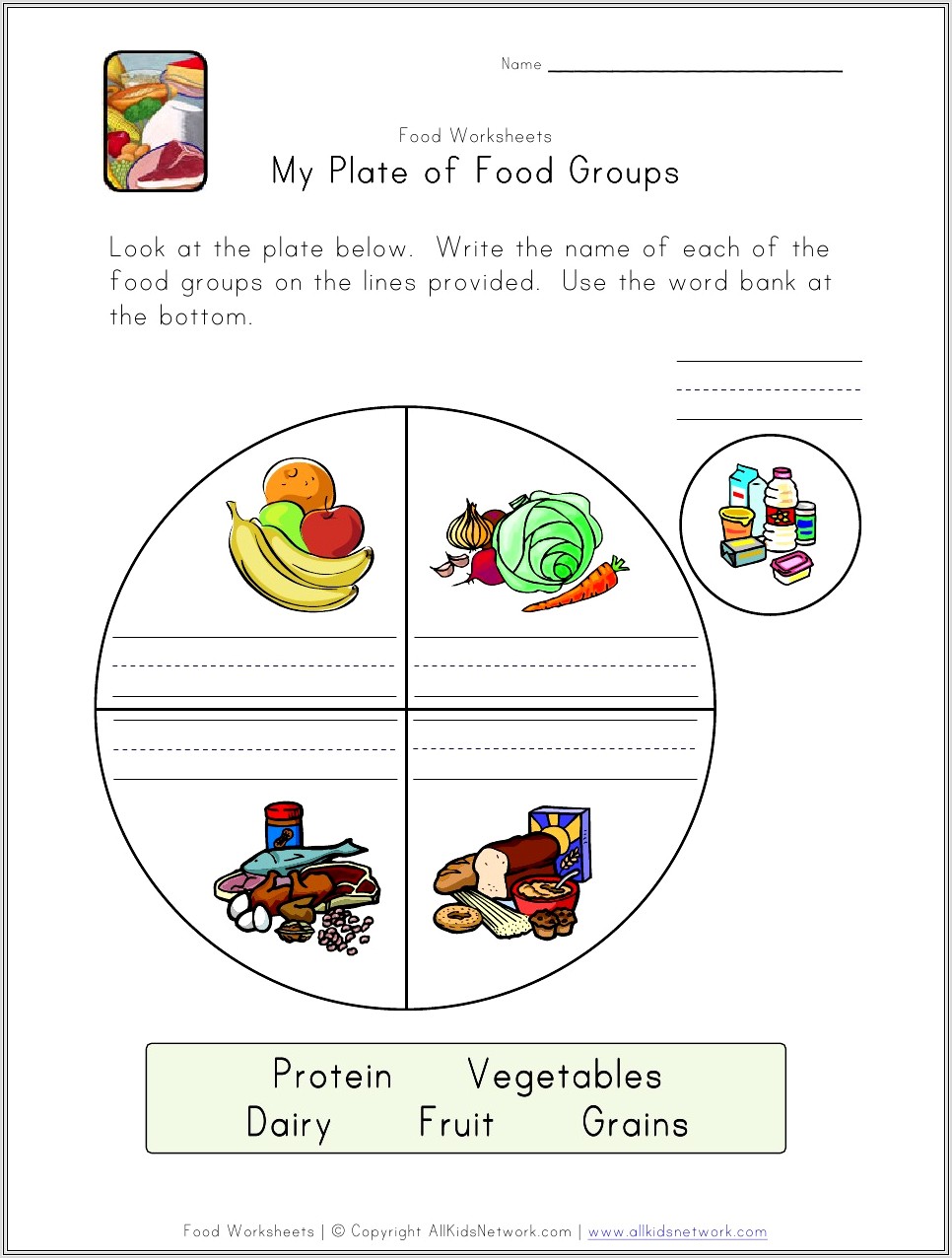 Food Groups Worksheet Pdf