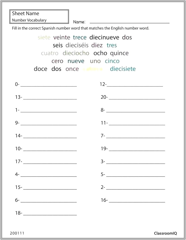 Food Vocabulary Worksheet In Spanish