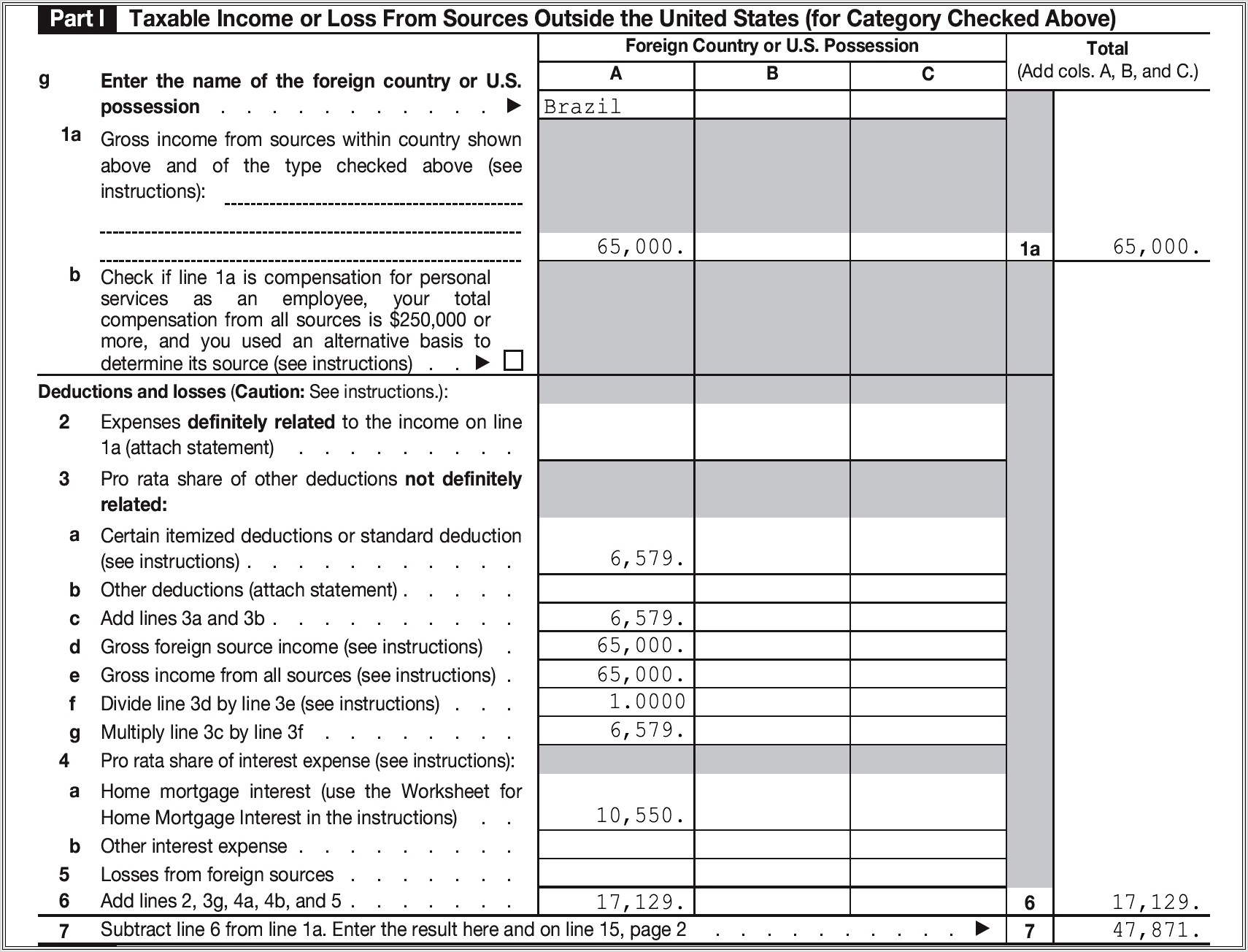 Foreign Tax Credit Worksheet Canada