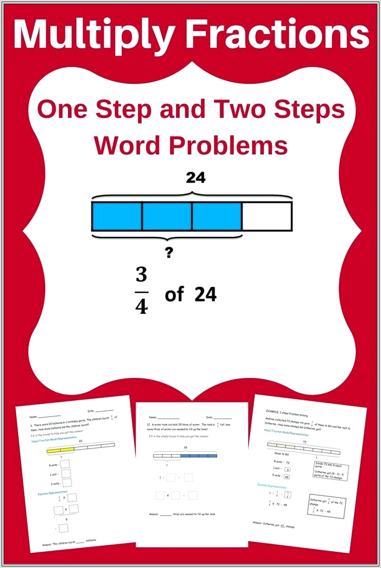 Fraction Word Problems Worksheets 4th Grade