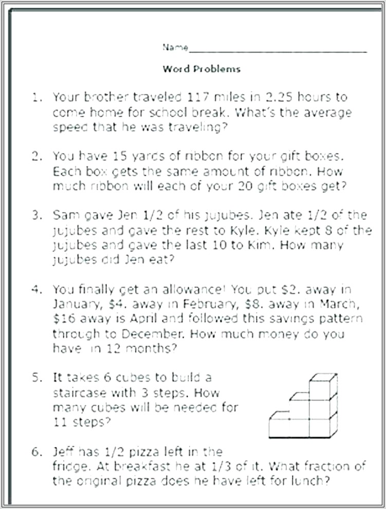 Fractions Decimals And Percentages Word Problems Worksheet