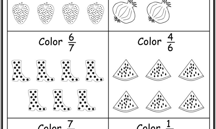 Fractions Worksheet Colour Half