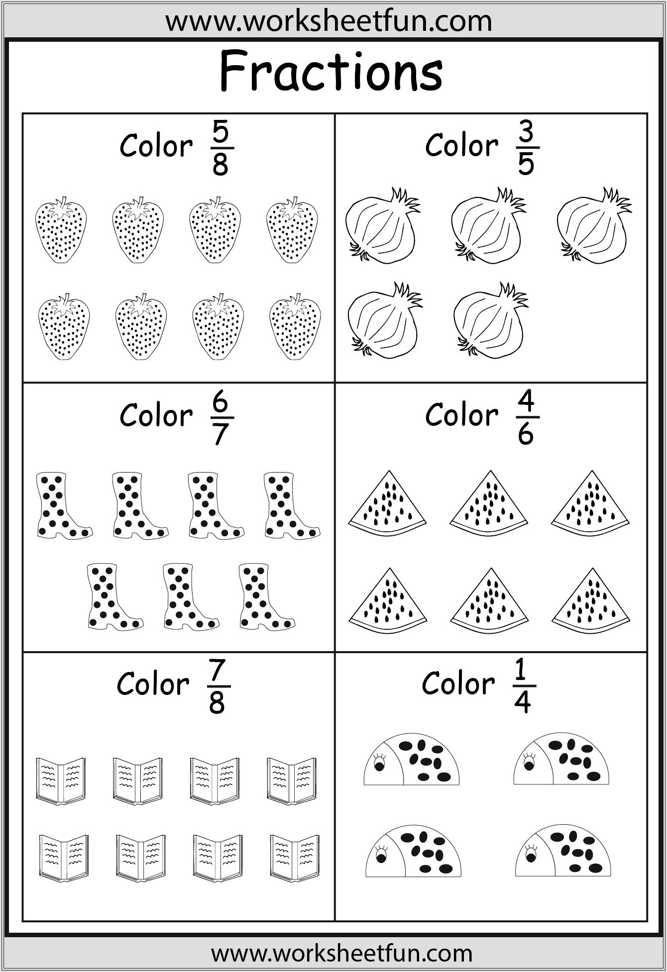 Fractions Worksheet Colour Half