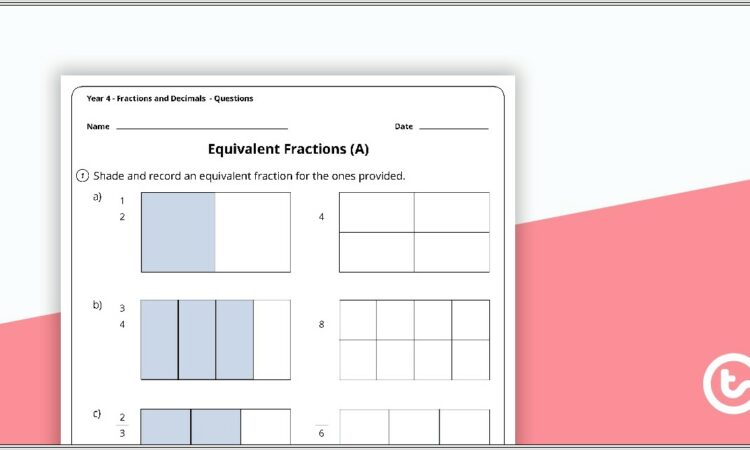 Fractions Worksheet For Year 1