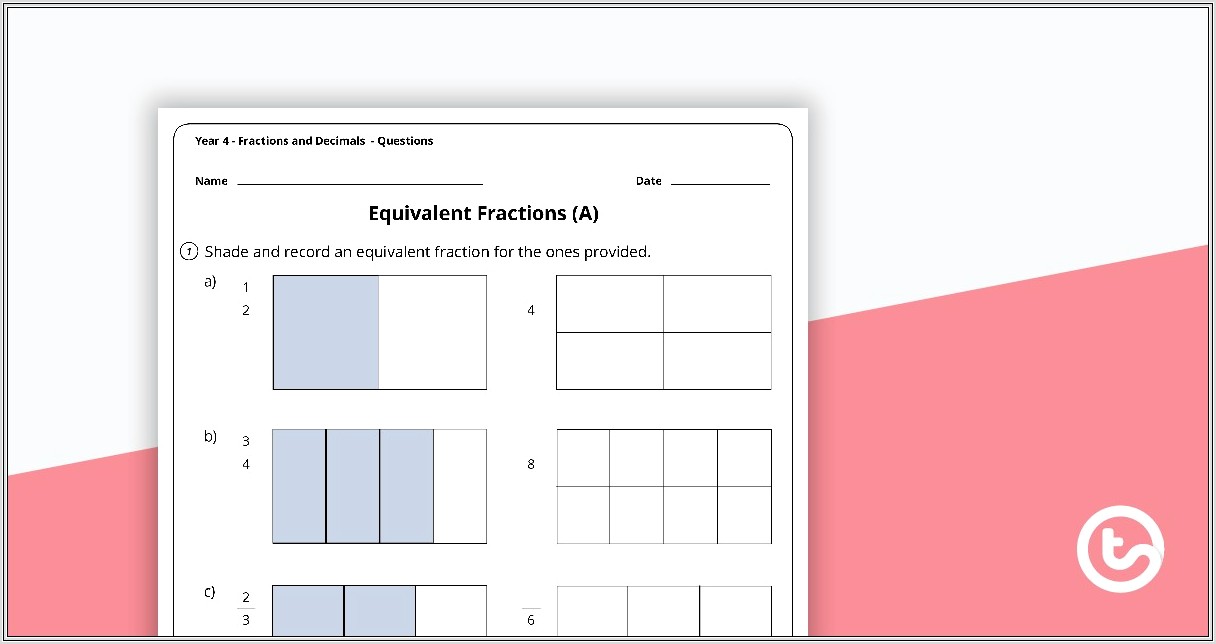 Fractions Worksheet For Year 1
