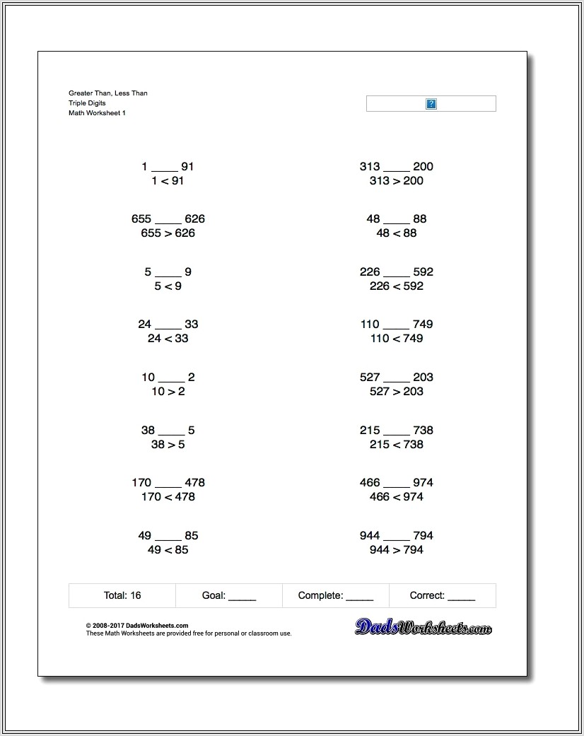Fractions Worksheet Greater Than Less Than