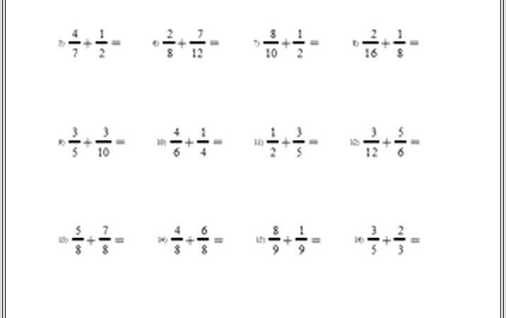 Fractions Worksheet Primary 5