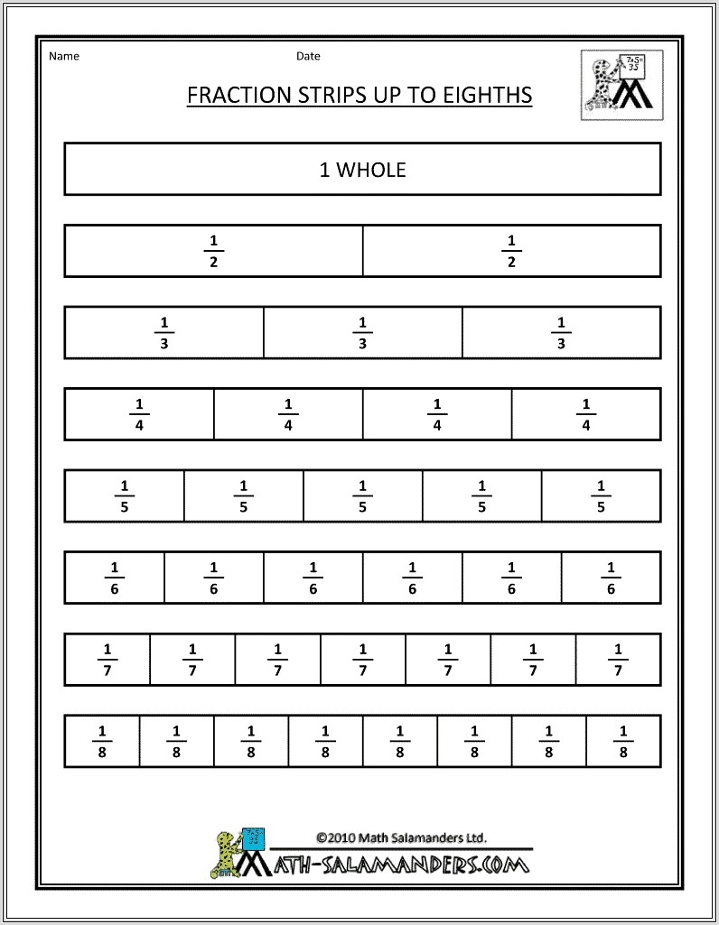 Fractions Worksheets Stage 1