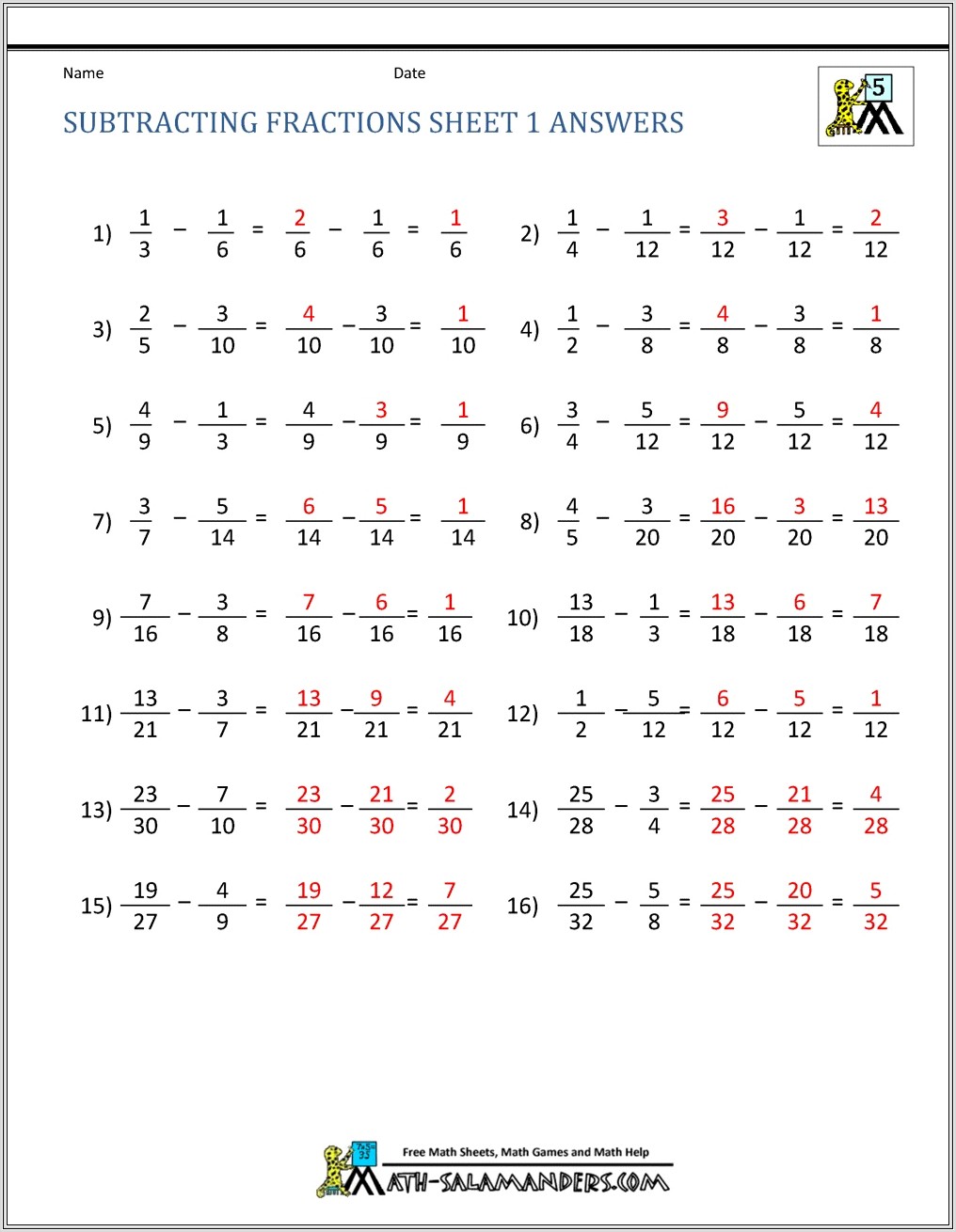 Fractions Worksheets With Whole Numbers