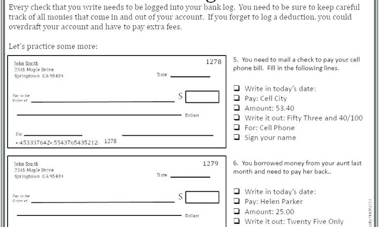 Free Check Writing Activity Worksheets