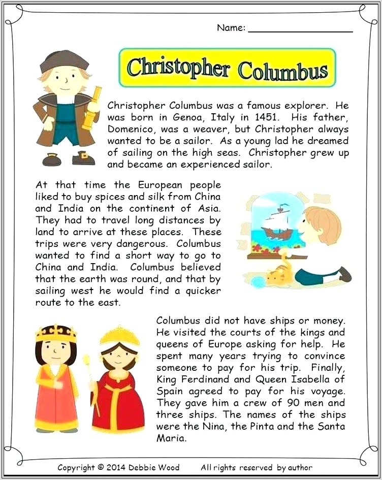 Free Christopher Columbus Worksheets For Elementary