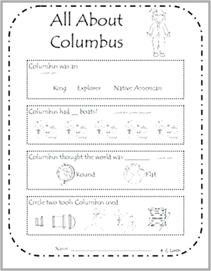 Free Christopher Columbus Worksheets For First Grade