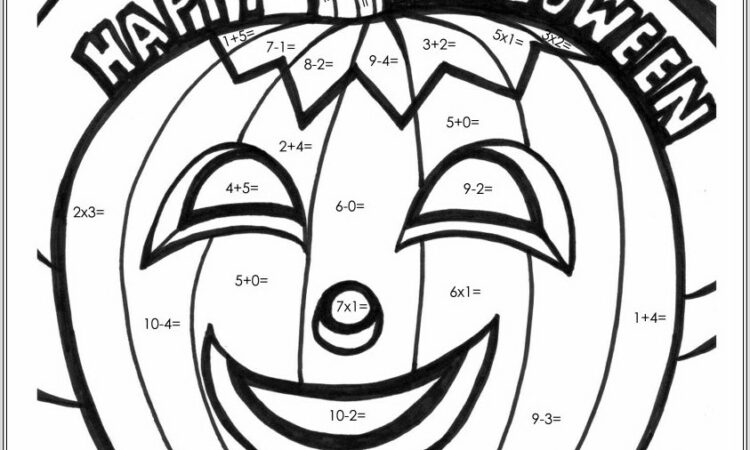 Free Halloween Math Coloring Worksheet