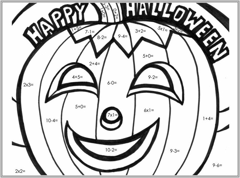 Free Halloween Math Coloring Worksheet