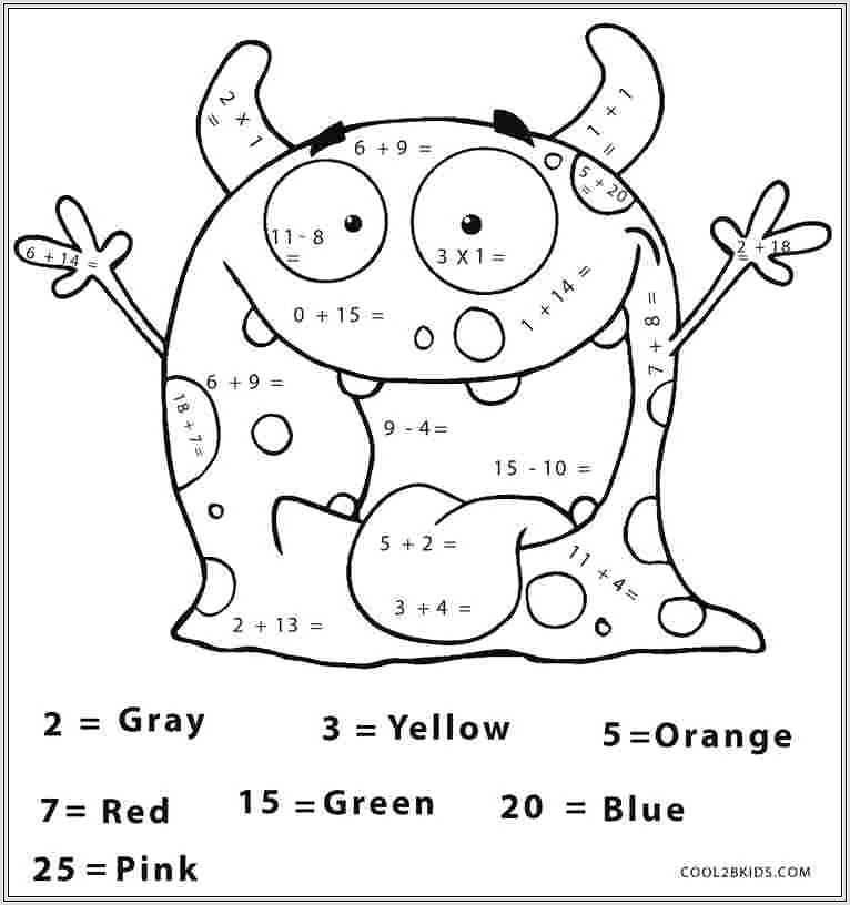 Free Math Coloring Worksheets 1st Grade