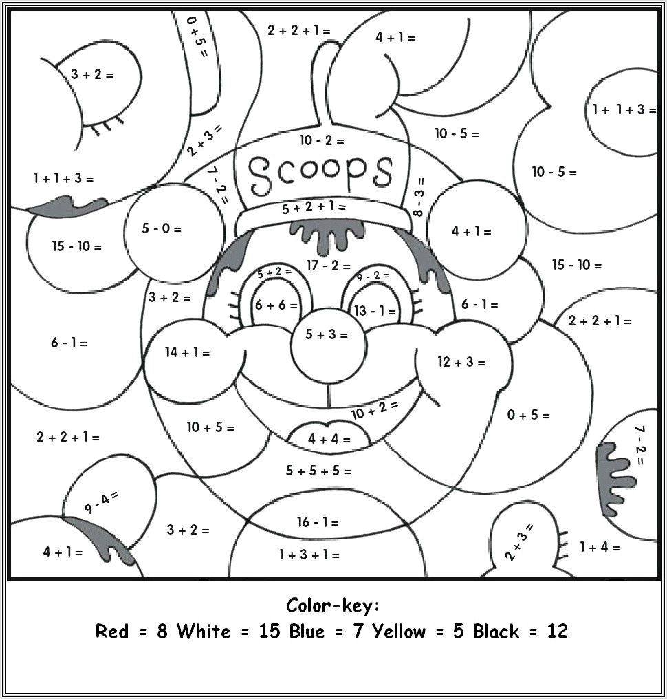 Free Math Subtraction Coloring Worksheets