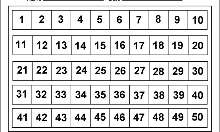 Free Math Worksheets Number Chart