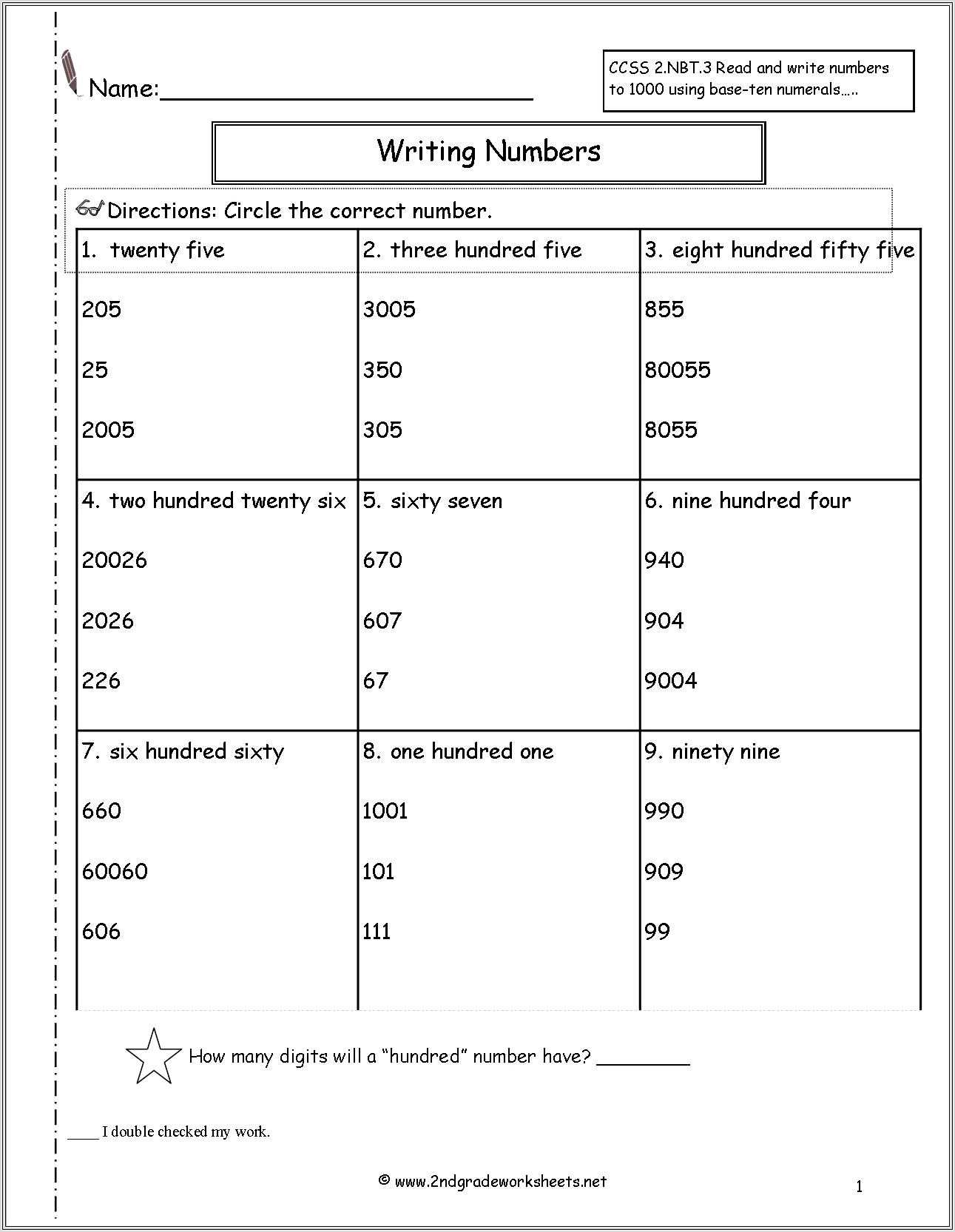 Free Math Worksheets Writing Numbers As Words