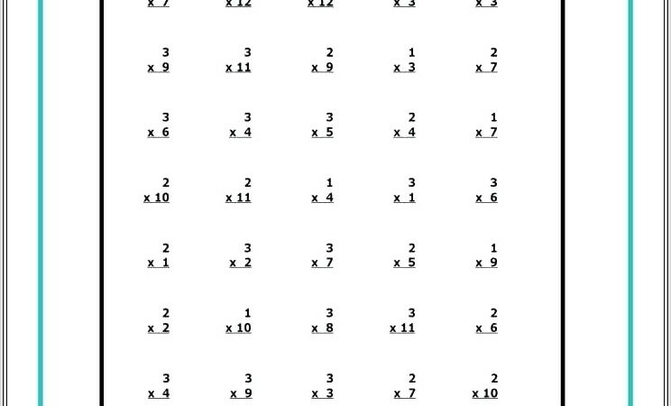 Free Multiplication Worksheets 3 Times Tables