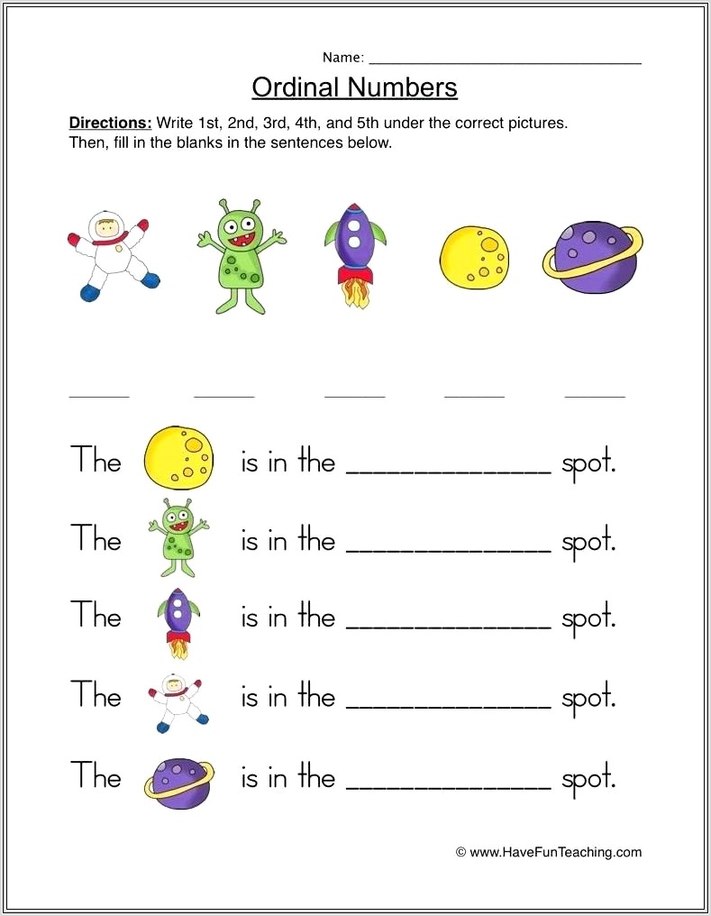 Free Ordinal Numbers Worksheets Grade 3