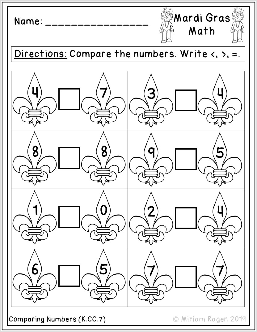 Free Printable Comparing Numbers Worksheet