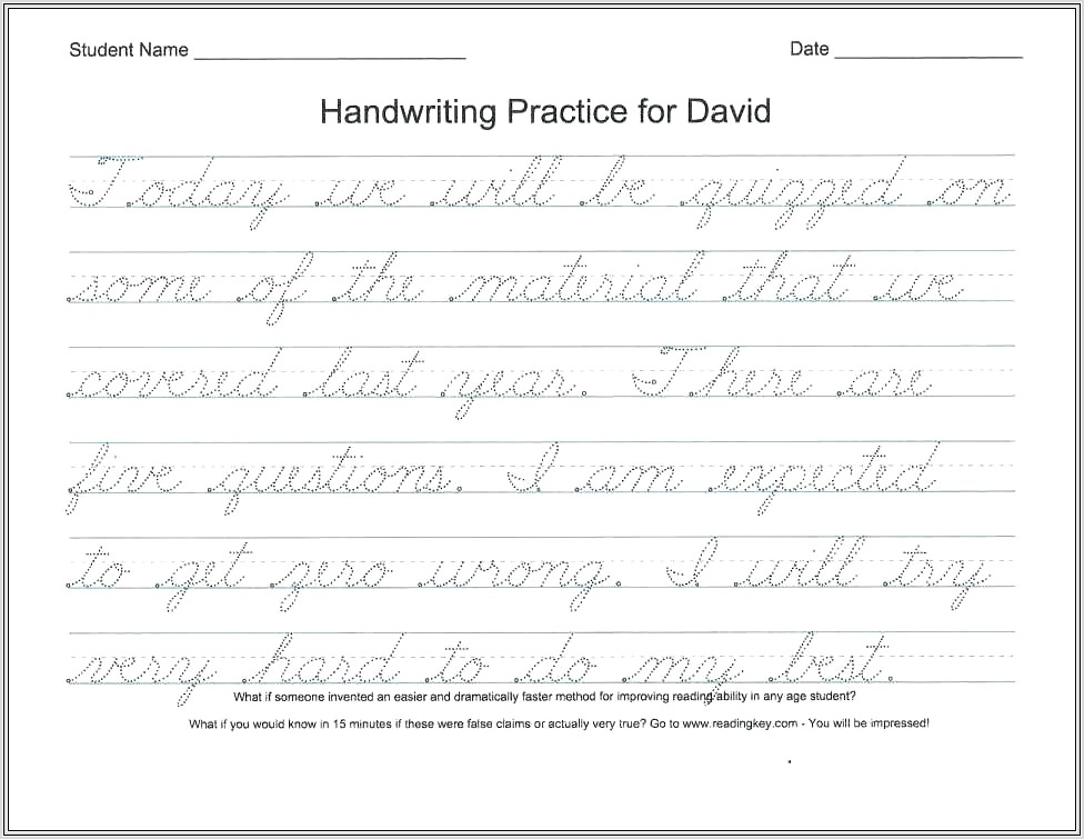 Free Printable Cursive Handwriting Worksheets Uk