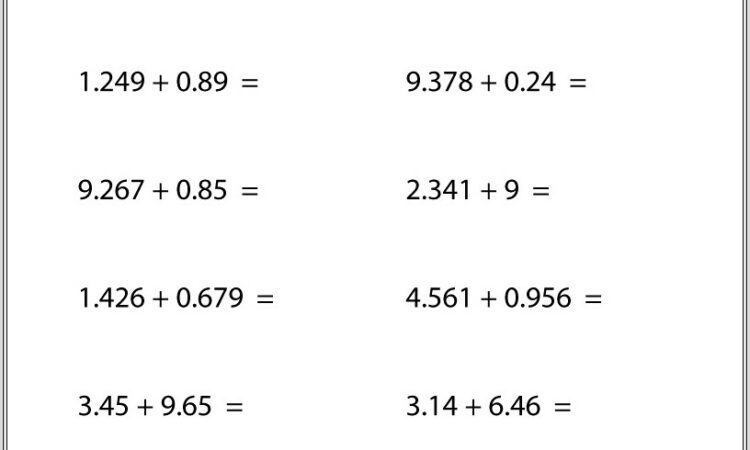 Free Printable Decimal Worksheets For 6th Grade