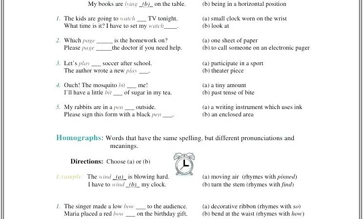 Free Printable Homophone Worksheets 5th Grade