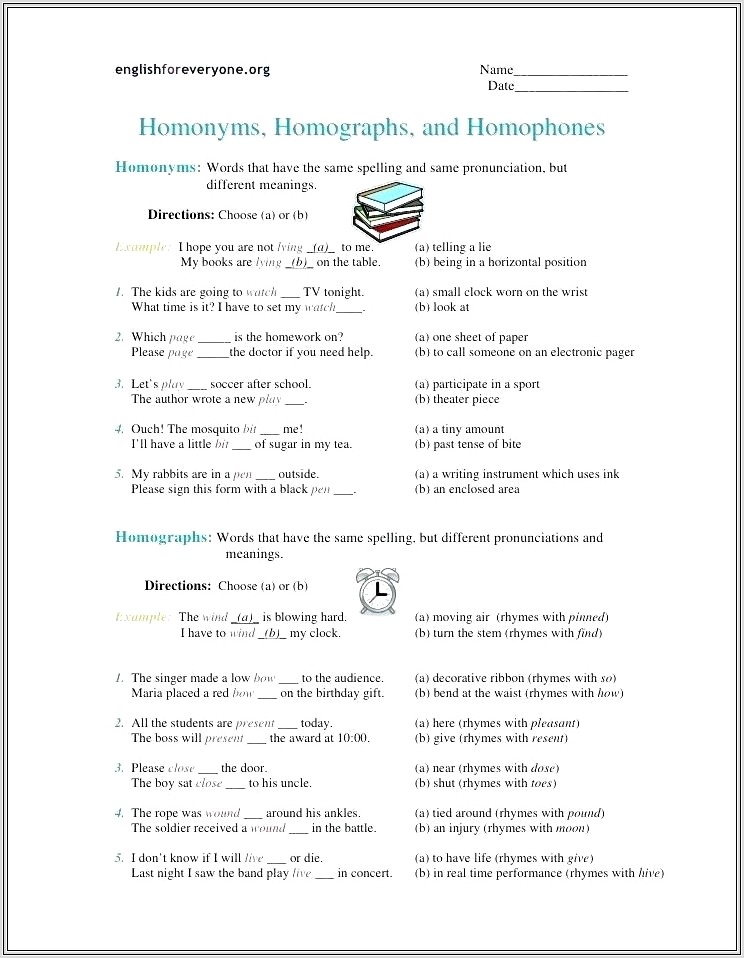 Free Printable Homophone Worksheets 5th Grade