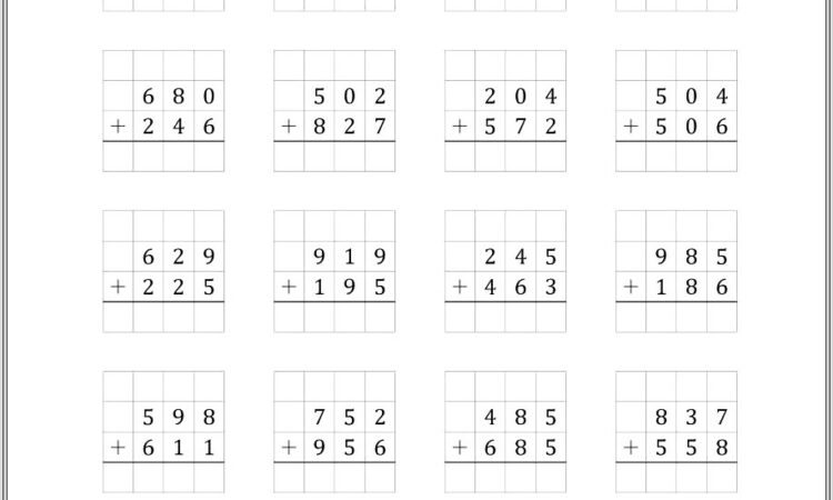 Free Printable Math Worksheets Adding 3 Numbers