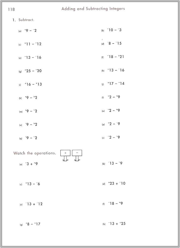 Free Printable Positive And Negative Numbers Worksheets