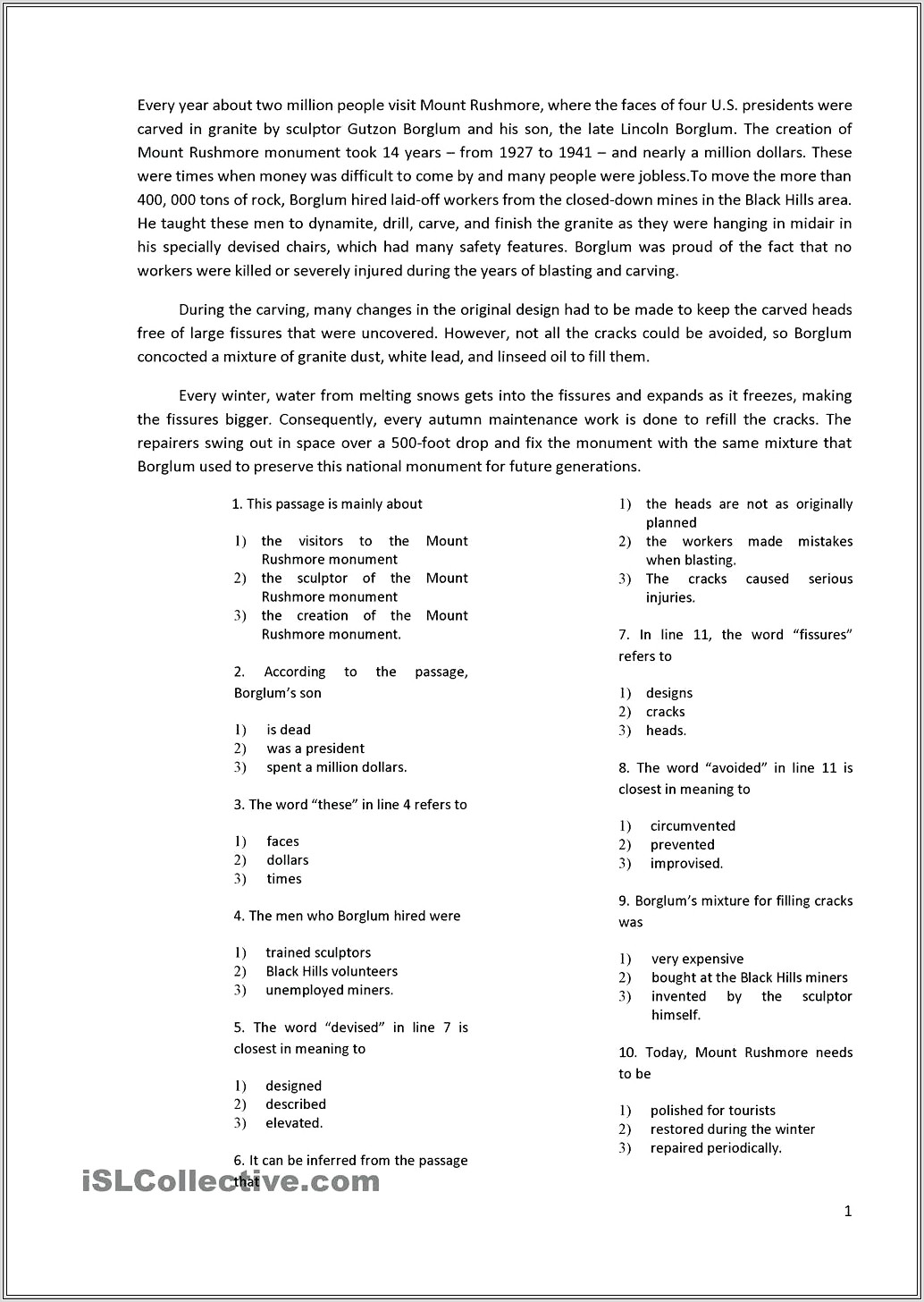 Free Printable Reading Comprehension Worksheets Ks3
