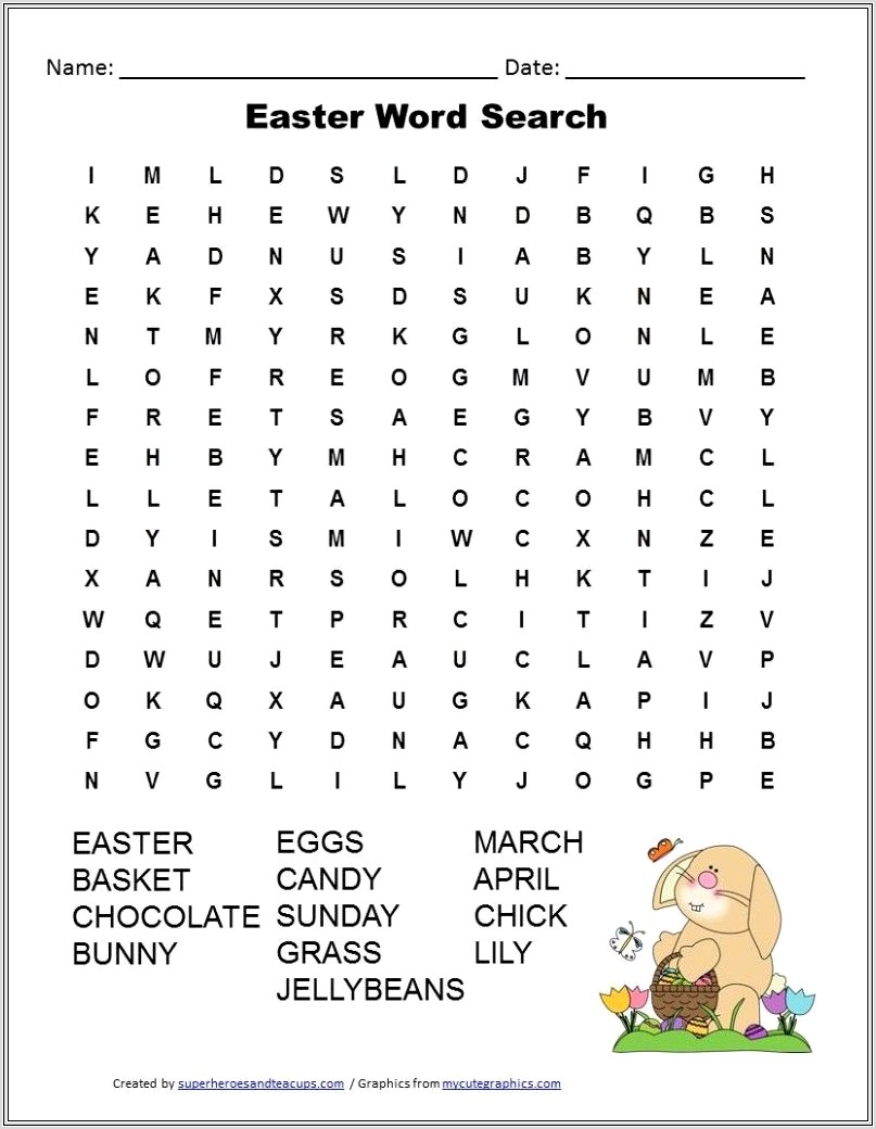 Free Printable Word Search Easter