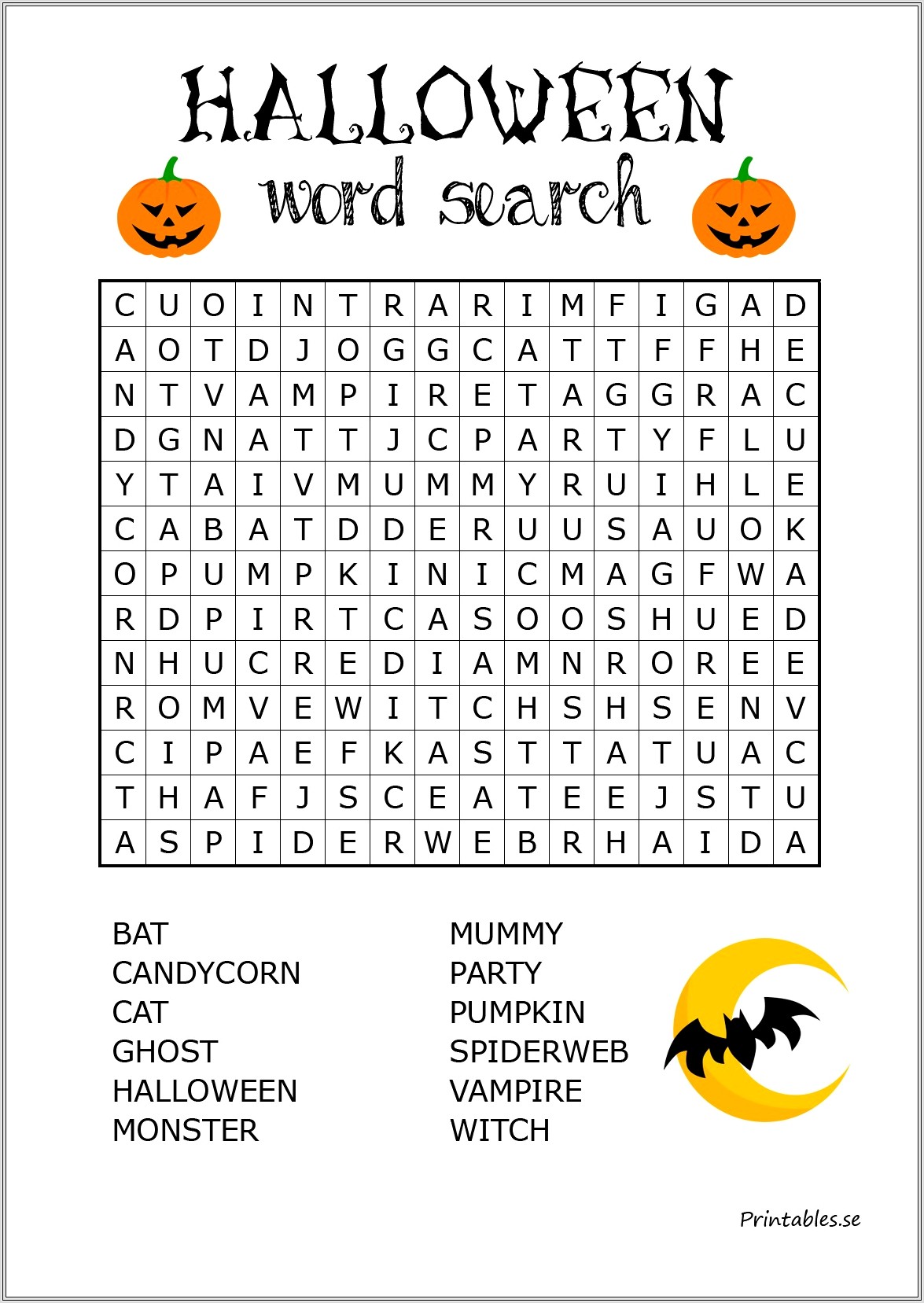 Free Printable Word Search Halloween
