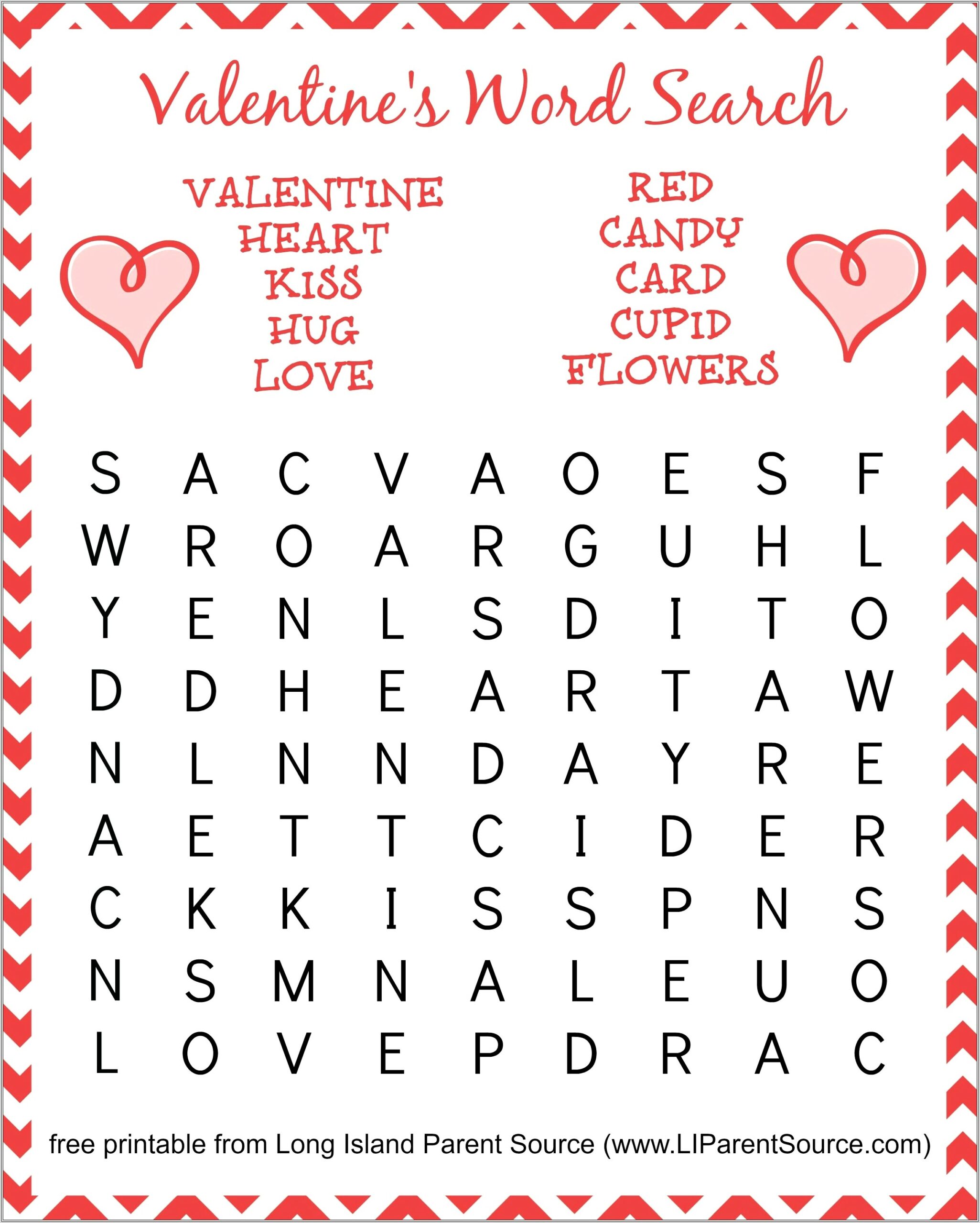 Free Printable Word Search Valentines Day
