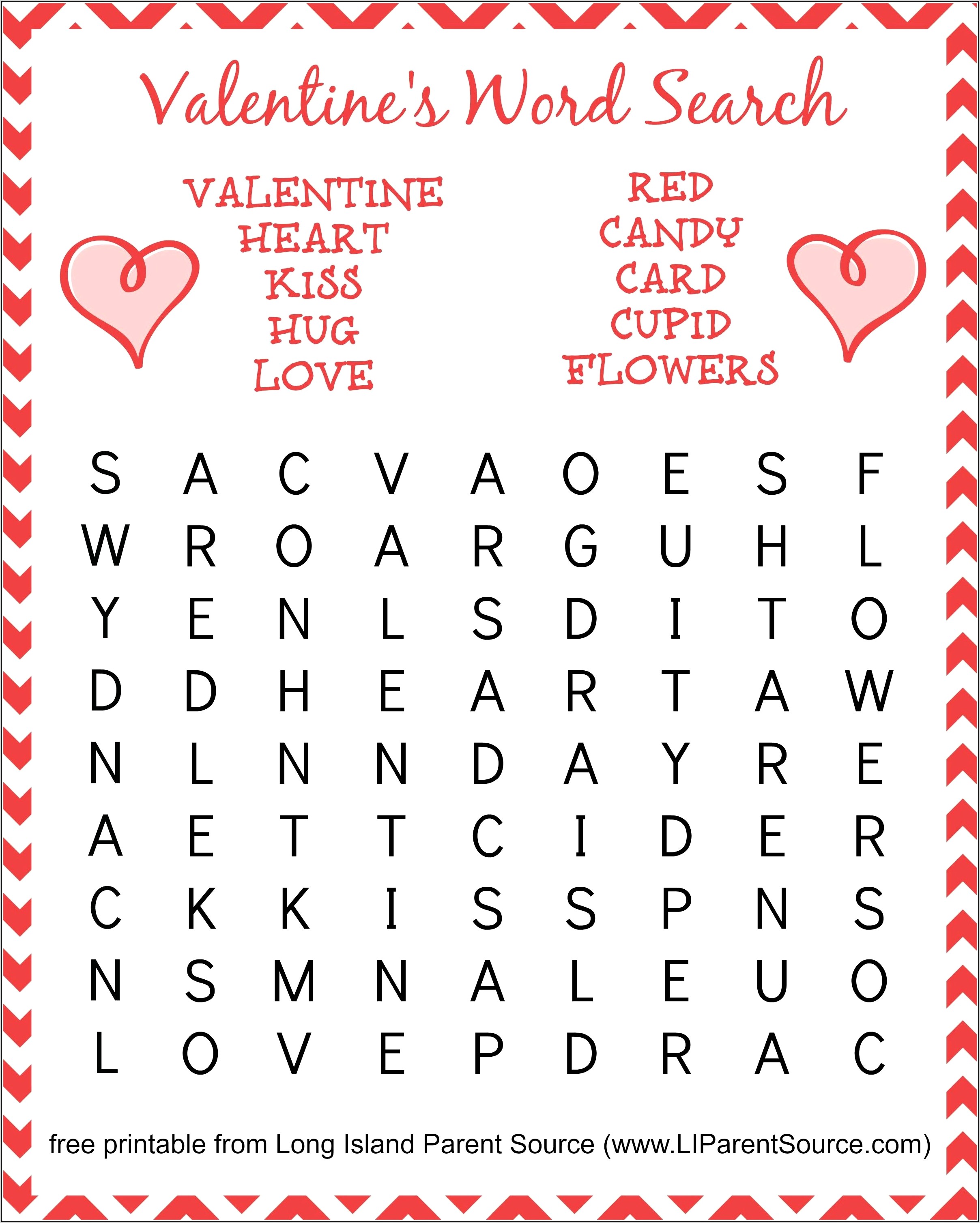 Free Printable Word Search Valentines Day