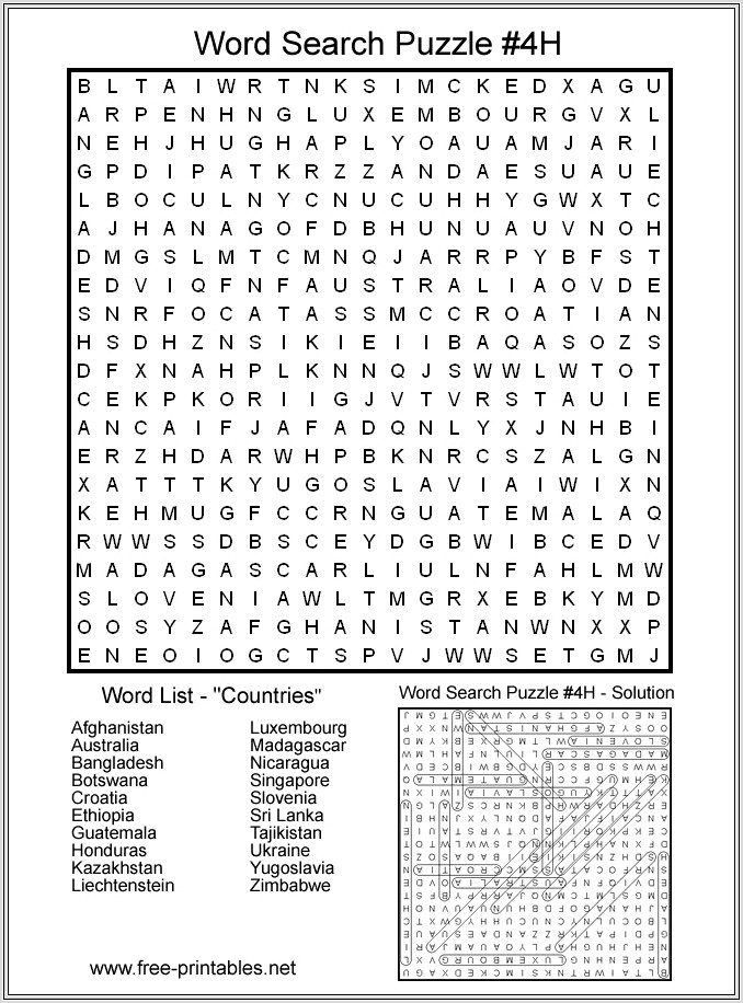 Free Printable Word Searches In French