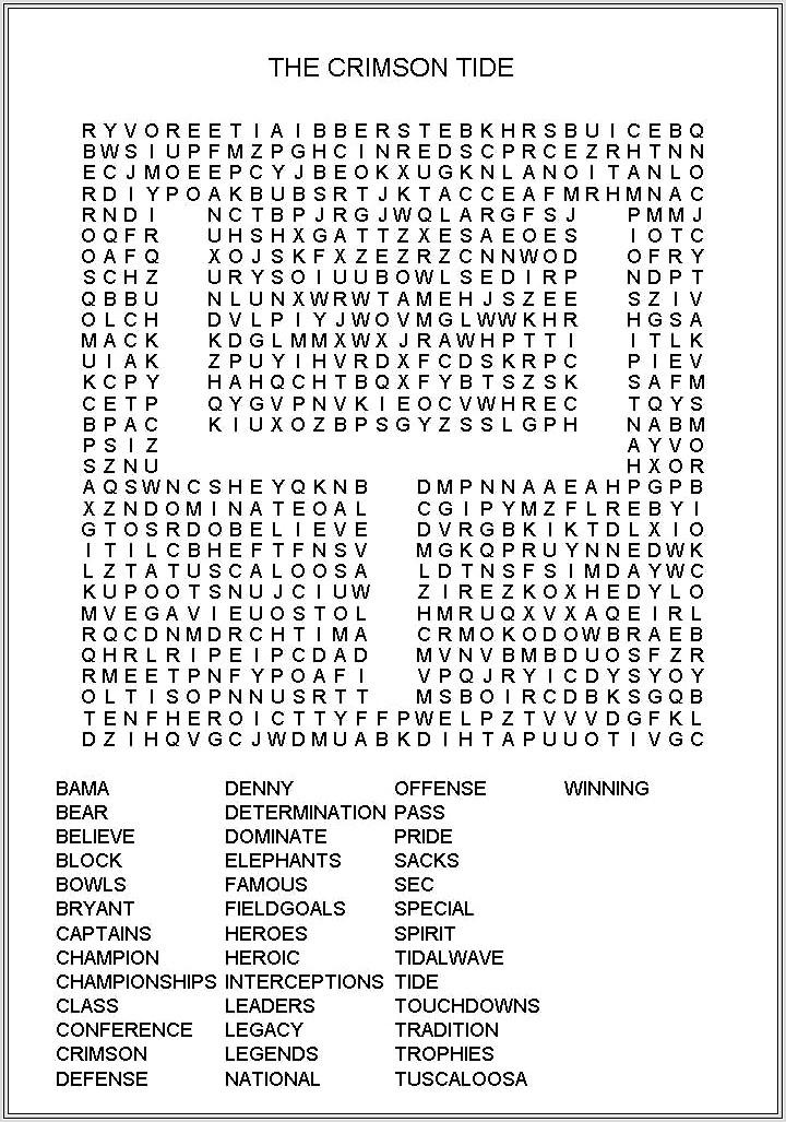 Free Printable Word Searches Nfl