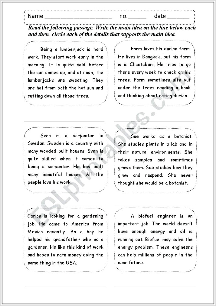 Free Printable Worksheets 3rd Grade Main Idea