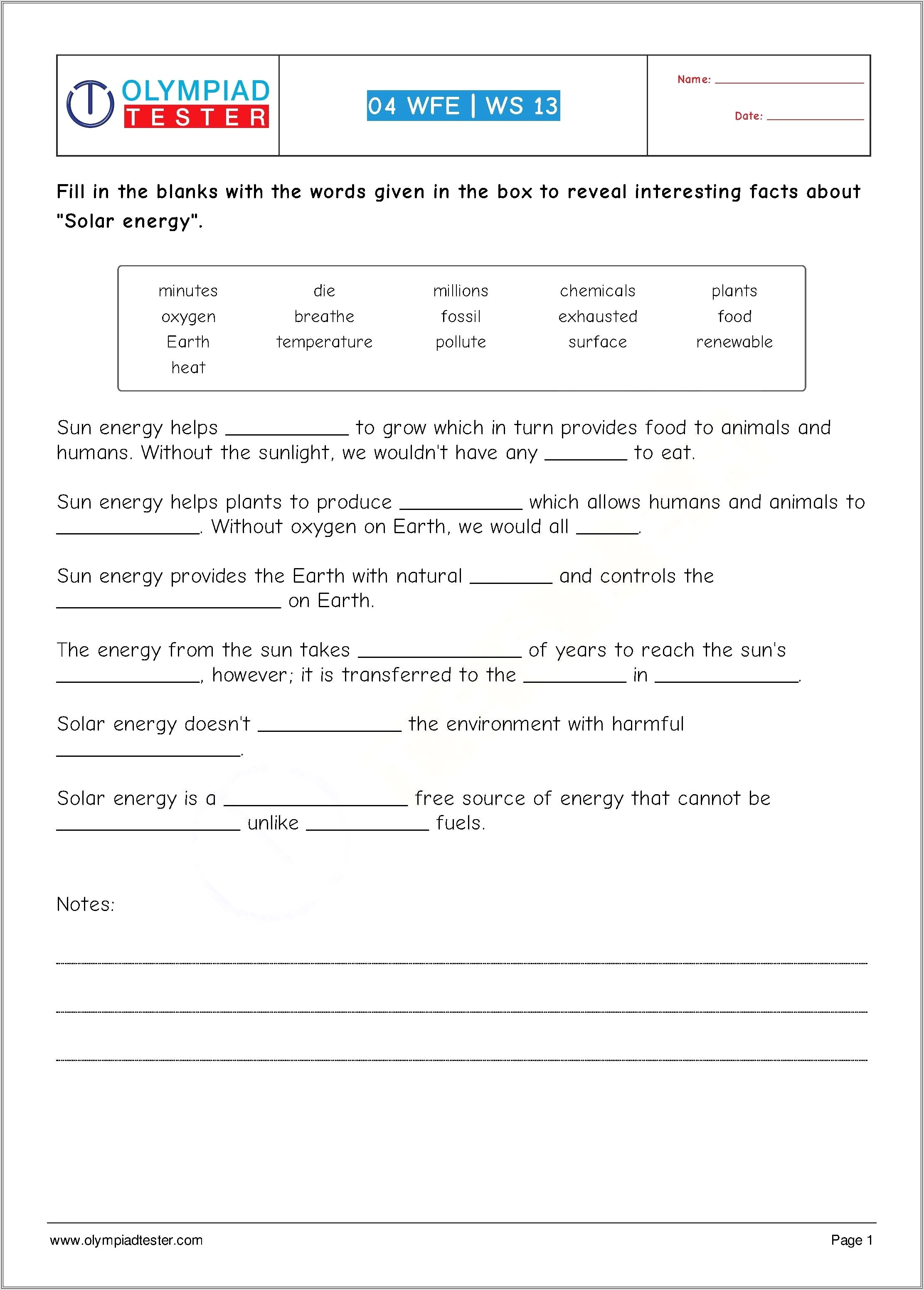 Free Science Worksheet Downloads