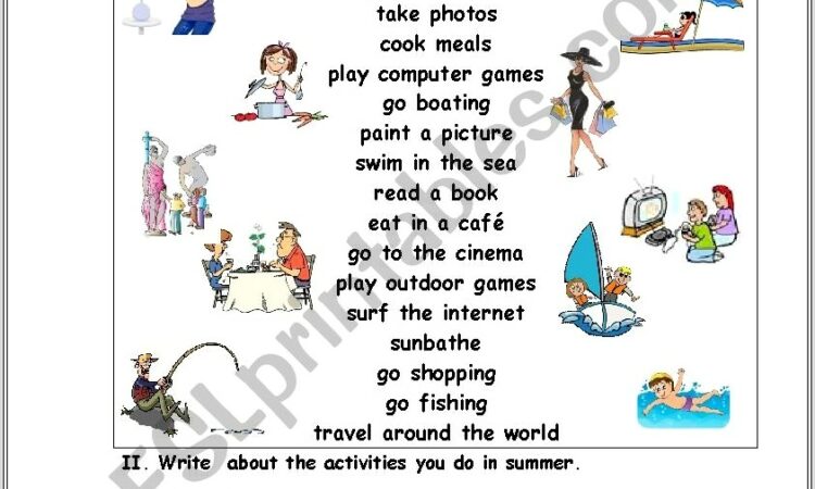 Free Time Activities Worksheet Esl